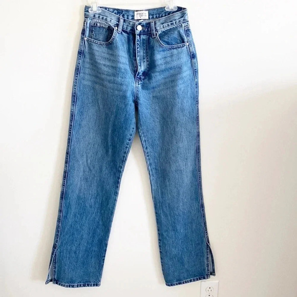 Insane gene 90s loose wide straight jeans with slits at bottom hem - Picture 4 of 12